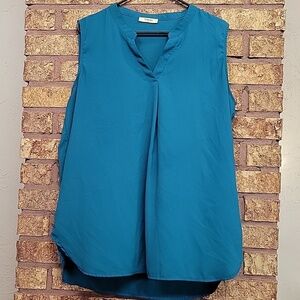 Timeson Teal Sleeveless V Neck Blouse Size XL
